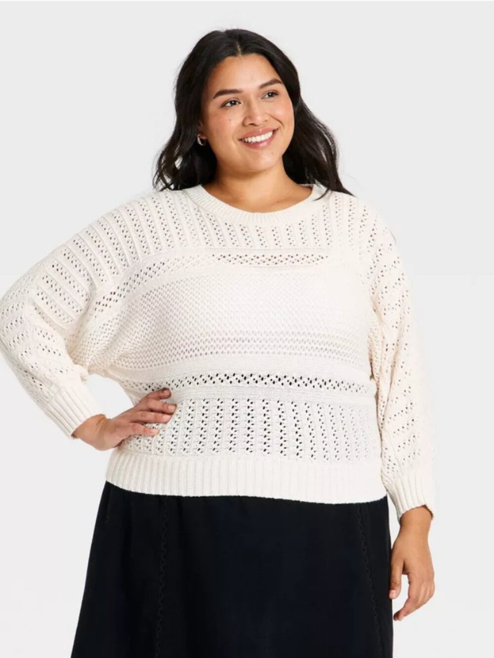 Women's Crewneck Pullover Sweater - Universal Thread Cream 1X